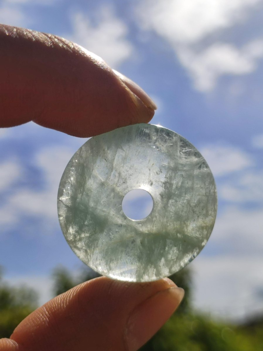 Aquamarin ~ Edelstein Donut Kette blau Rarität Natur Heilstein Kristall Anhänger Mann Frau Kind Er Sie Bruder Schwester Geschenk Qualität - Art of Nature Berlin