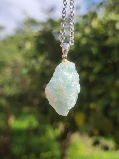 Aquamarin roh 925 Sterling Silber Edelstein Kette blau Rarität Natur Heilstein Kristall Anhänger Mann Frau Er Sie Bruder Geschenk Freund - Art of Nature Berlin