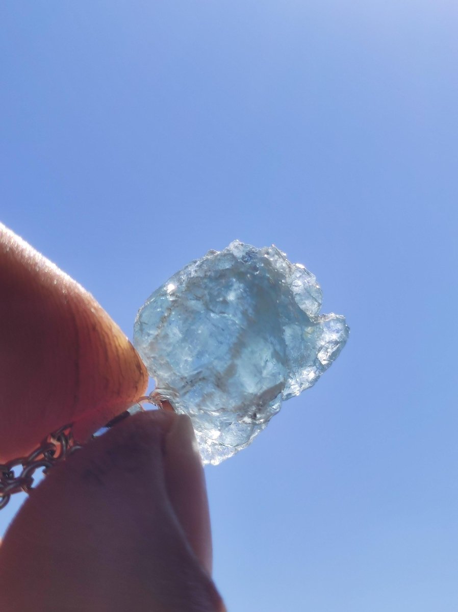 Aquamarin roh 925 Sterling Silber Edelstein Kette blau Rarität Natur Heilstein Kristall Anhänger Mann Frau Er Sie Bruder Geschenk Freund - Art of Nature Berlin