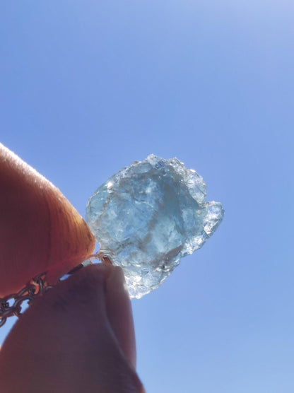 Aquamarin roh 925 Sterling Silber Edelstein Kette blau Rarität Natur Heilstein Kristall Anhänger Mann Frau Er Sie Bruder Geschenk Freund - Art of Nature Berlin