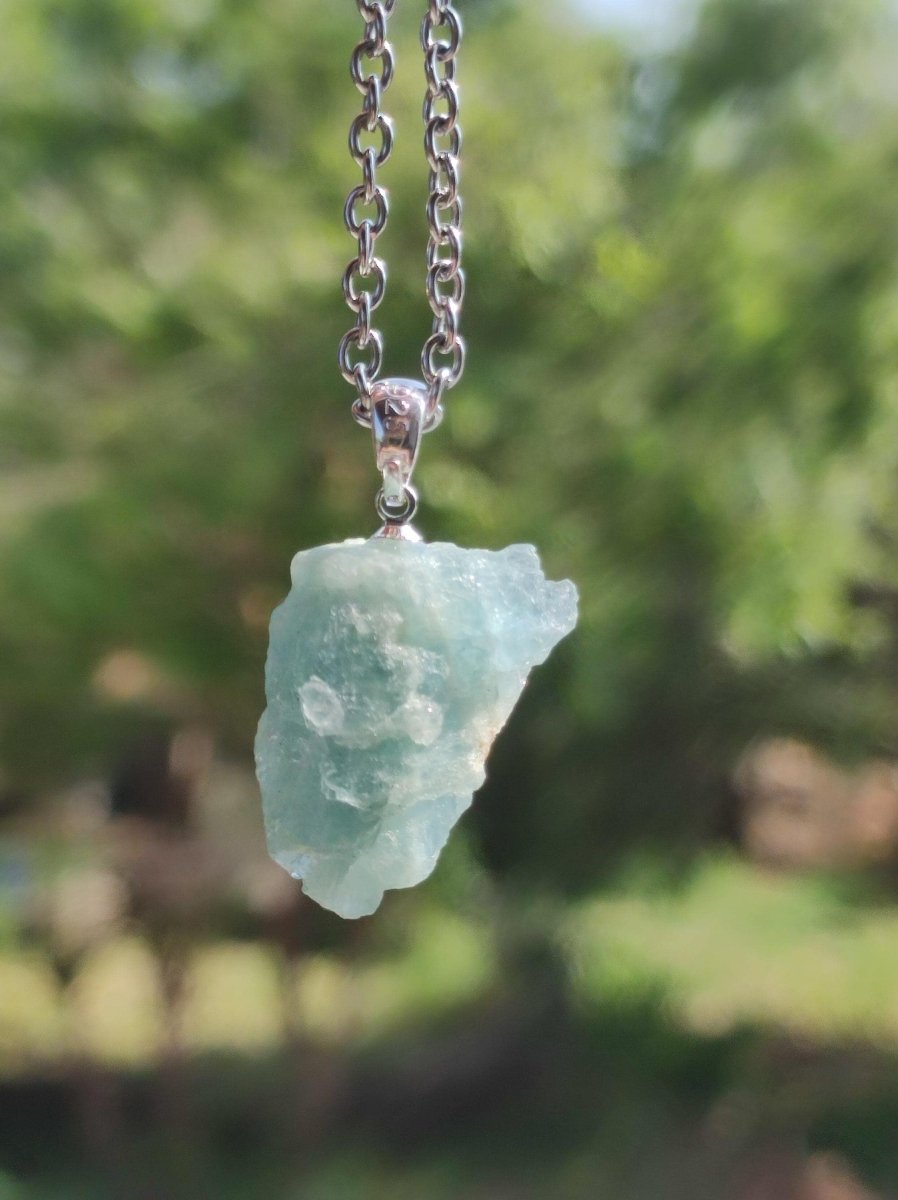 Aquamarin roh 925 Sterling Silber Edelstein Kette blau Rarität Natur Heilstein Kristall Anhänger Mann Frau Er Sie Bruder Geschenk Freund - Art of Nature Berlin