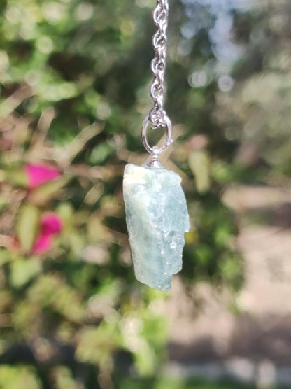 Aquamarin roh 925 Sterling Silber Edelstein Kette blau Rarität Natur Heilstein Kristall Anhänger Mann Frau Er Sie Bruder Geschenk Freund - Art of Nature Berlin
