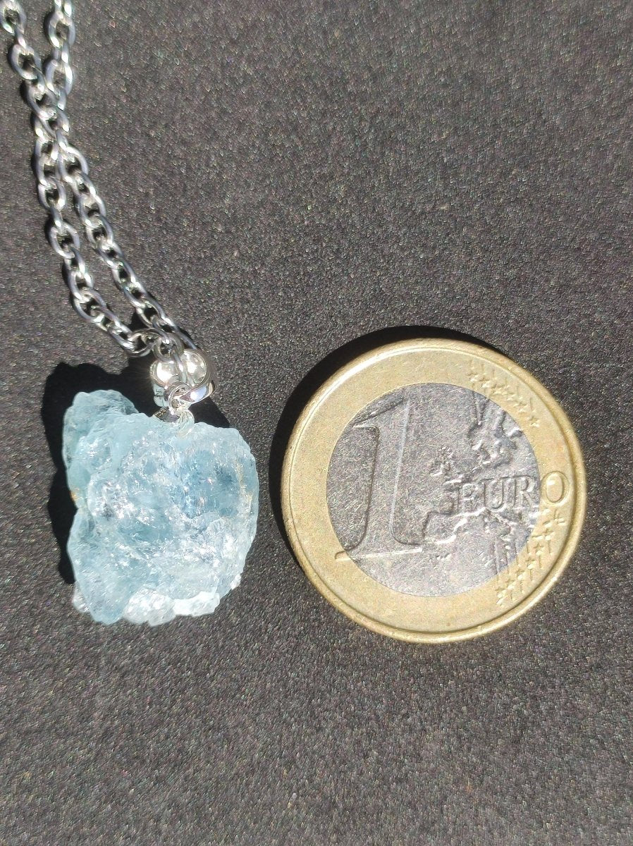 Aquamarin roh 925 Sterling Silber Edelstein Kette blau Rarität Natur Heilstein Kristall Anhänger Mann Frau Er Sie Bruder Geschenk Freund - Art of Nature Berlin