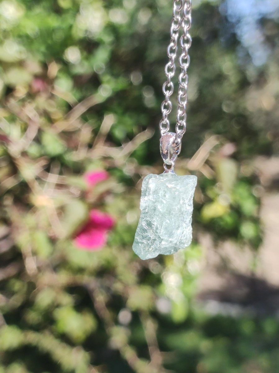 Aquamarin roh 925 Sterling Silber Edelstein Kette blau Rarität Natur Heilstein Kristall Anhänger Mann Frau Kind Er Sie Bruder Geschenk - Art of Nature Berlin