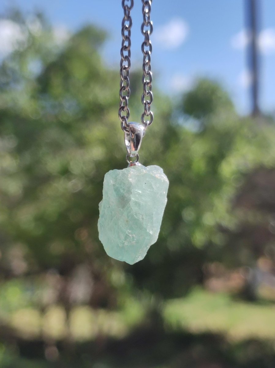Aquamarin roh 925 Sterling Silber Edelstein Kette blau Rarität Natur Heilstein Kristall Anhänger Mann Frau Kind Er Sie Bruder Geschenk - Art of Nature Berlin