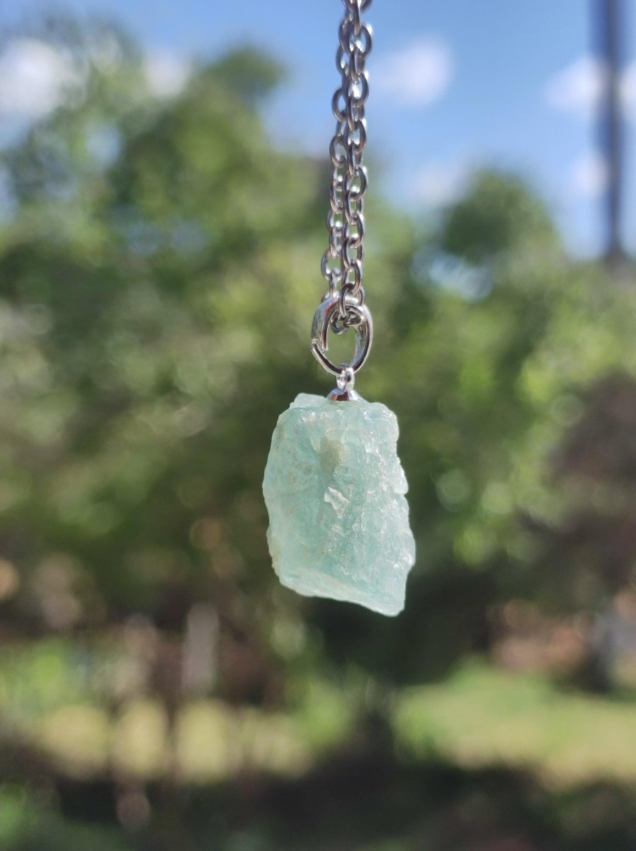 Aquamarin roh 925 Sterling Silber Edelstein Kette blau Rarität Natur Heilstein Kristall Anhänger Mann Frau Kind Er Sie Bruder Geschenk - Art of Nature Berlin