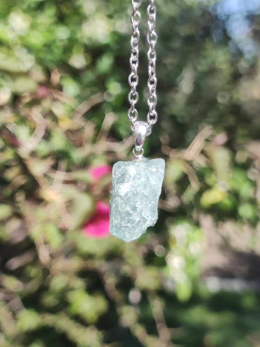 Aquamarin roh 925 Sterling Silber Edelstein Kette blau Rarität Natur Heilstein Kristall Anhänger Mann Frau Kind Er Sie Bruder Geschenk - Art of Nature Berlin