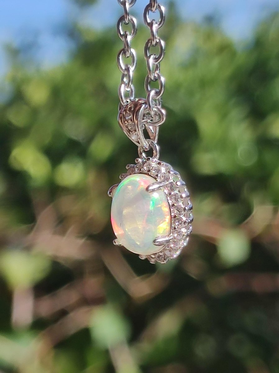Äthiopien Opal 925 Silber - Edelstein Kette bunt Rarität Edel Natur Heilstein Kristalle Anhänger Mann Frau Geschenk Er Sie Vater Rarität - Art of Nature Berlin