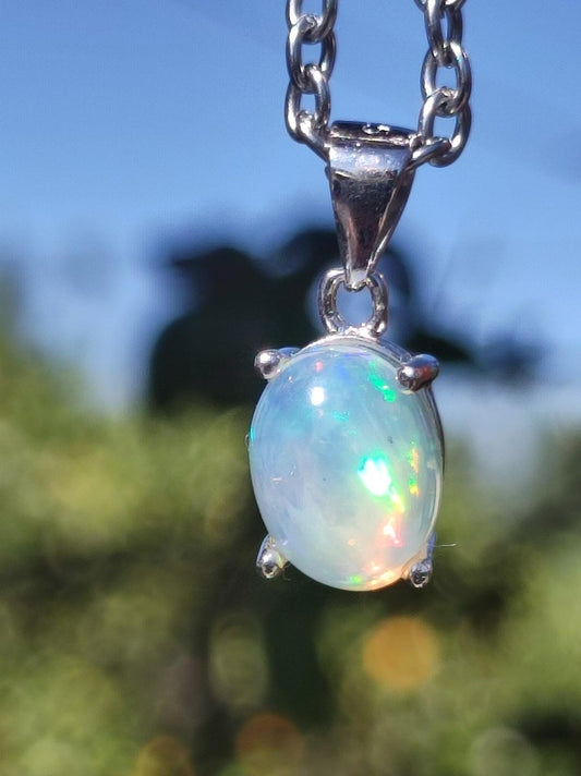 Äthiopien Opal 925 Silber - Edelstein Kette bunt Rarität Edel Natur Heilstein Kristalle Anhänger Mann Frau Geschenk Er Sie Vater Rarität - Art of Nature Berlin