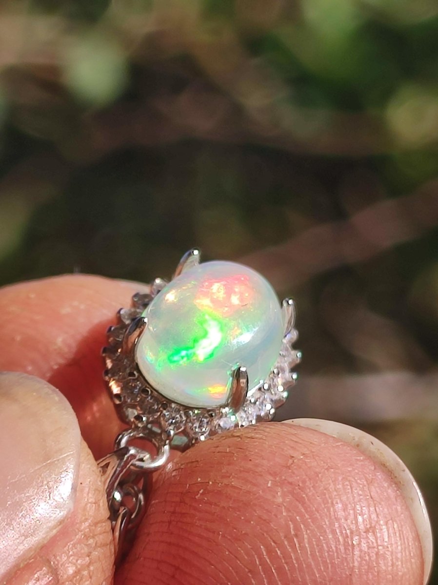 Äthiopien Opal 925 Silber - Edelstein Kette bunt Rarität Edel Natur Heilstein Kristalle Anhänger Mann Frau Geschenk Er Sie Vater Rarität - Art of Nature Berlin