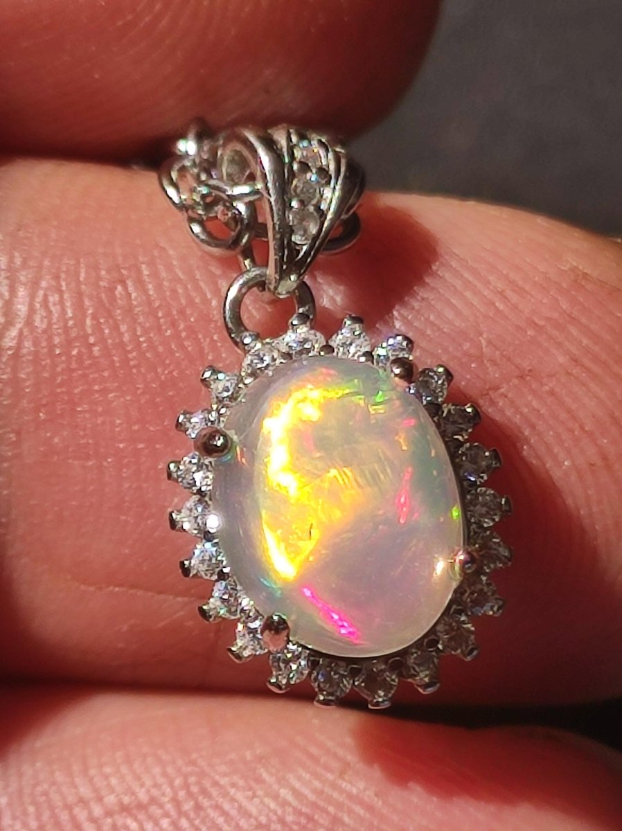 Äthiopien Opal 925 Silber - Edelstein Kette bunt Rarität Edel Natur Heilstein Kristalle Anhänger Mann Frau Geschenk Er Sie Vater Rarität - Art of Nature Berlin