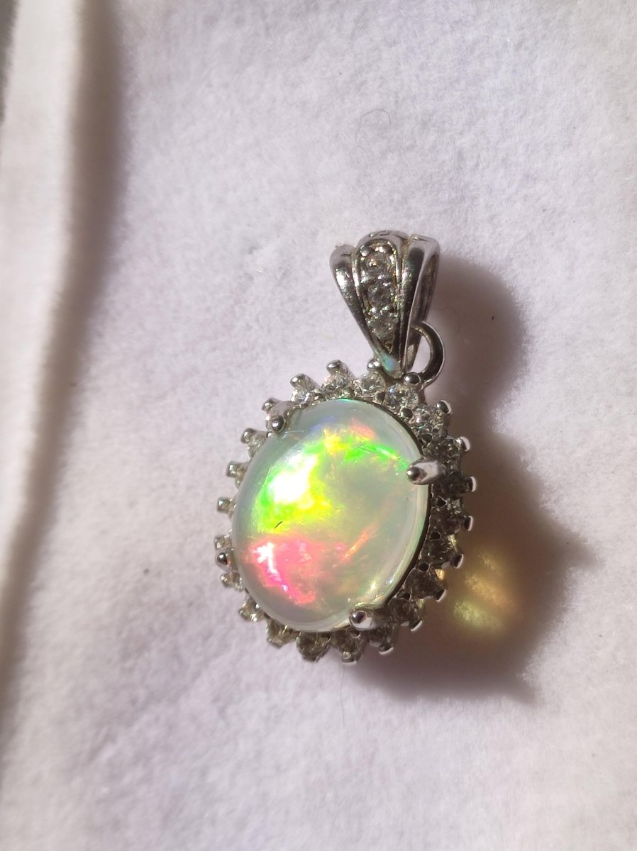 Äthiopien Opal 925 Silber - Edelstein Kette bunt Rarität Edel Natur Heilstein Kristalle Anhänger Mann Frau Geschenk Er Sie Vater Rarität - Art of Nature Berlin