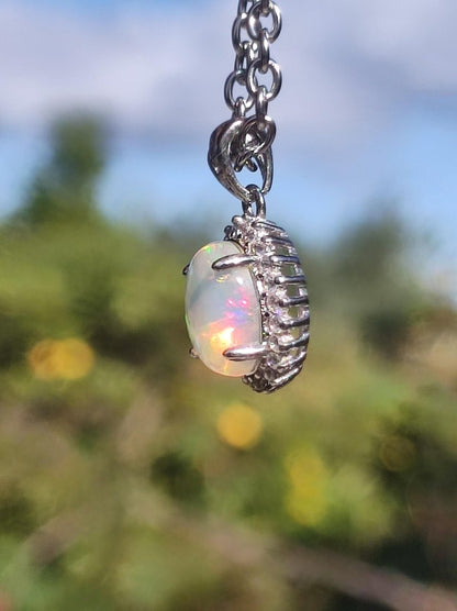 Äthiopien Opal 925 Silber - Edelstein Kette bunt Rarität Edel Natur Heilstein Kristalle Anhänger Mann Frau Geschenk Er Sie Vater Rarität - Art of Nature Berlin