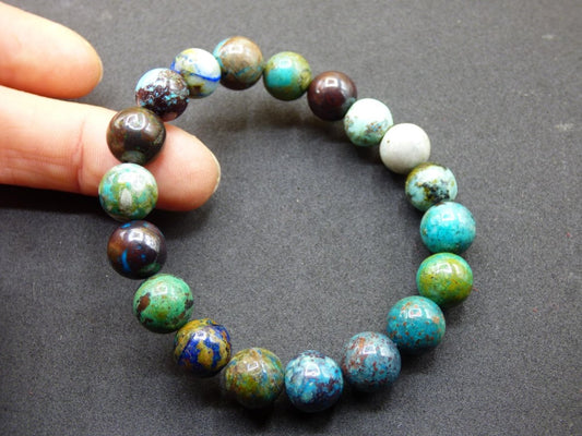 Azurit Chrysocoll - Edelstein Stretch Armband blau grün Natur Heilstein Kristall Rarität Geschenk Mann Frau Schwester Bruder Mutter Er Sie - Art of Nature Berlin