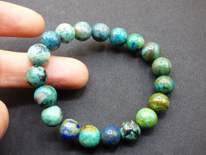 Azurit Chrysocoll - Edelstein Stretch Armband blau grün Natur Heilstein Kristall Rarität Geschenk Mann Frau Schwester Bruder Mutter Er Sie - Art of Nature Berlin