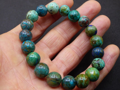 Azurit Chrysocoll - Edelstein Stretch Armband blau grün Natur Heilstein Kristall Rarität Geschenk Mann Frau Schwester Bruder Mutter Er Sie - Art of Nature Berlin