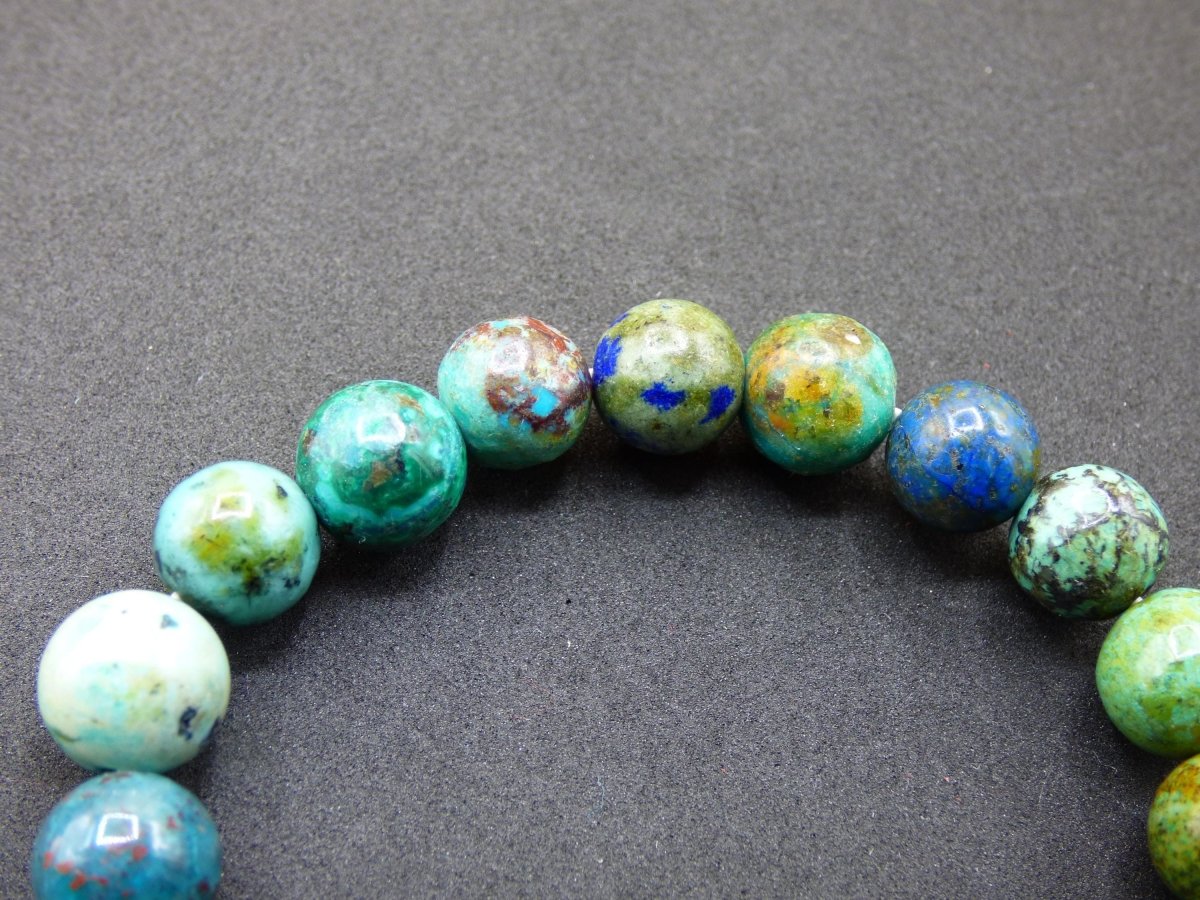 Azurit Chrysocoll - Edelstein Stretch Armband blau grün Natur Heilstein Kristall Rarität Geschenk Mann Frau Schwester Bruder Mutter Er Sie - Art of Nature Berlin