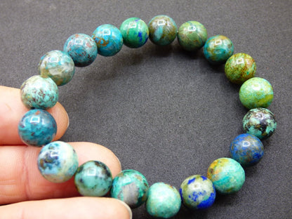 Azurit Chrysocoll - Edelstein Stretch Armband blau grün Natur Heilstein Kristall Rarität Geschenk Mann Frau Schwester Bruder Mutter Er Sie - Art of Nature Berlin