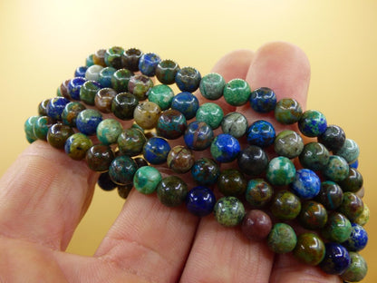 Azurit Chrysocoll - Edelstein Stretch Armband blau grün Natur Heilstein Kristall Rarität Geschenk Mann Frau Schwester Bruder Mutter Er Sie - Art of Nature Berlin