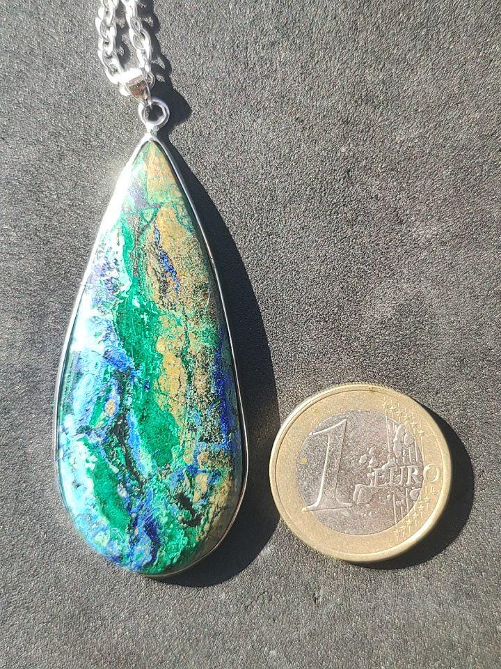 Azurit - Malachit - 925 Sterling Silber Edelstein Kette Natur blau Rarität Heilstein Kristall Mann Frau Er Sie Geschenk Freund Bruder - Art of Nature Berlin