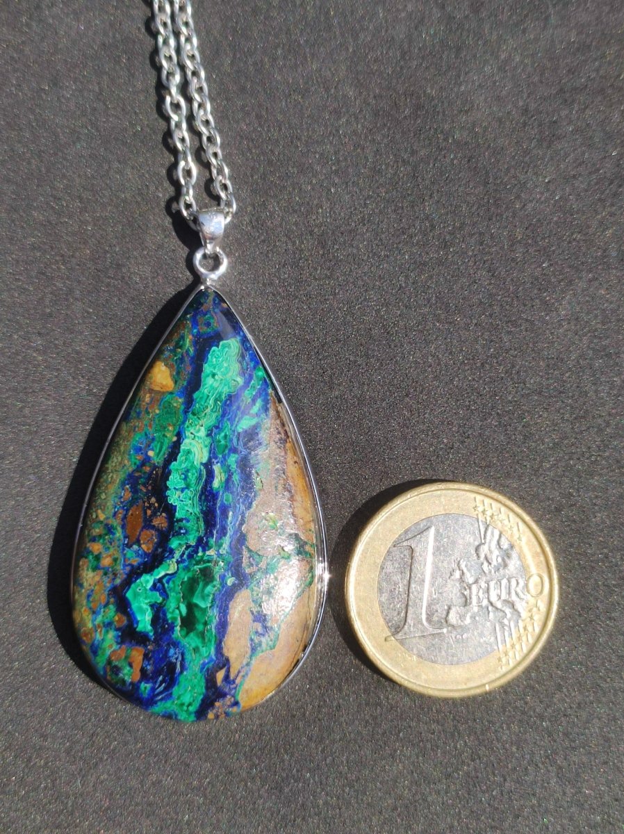 Azurit - Malachit - 925 Sterling Silber Edelstein Kette Natur blau Rarität Heilstein Kristall Mann Frau Er Sie Geschenk Freund Bruder - Art of Nature Berlin
