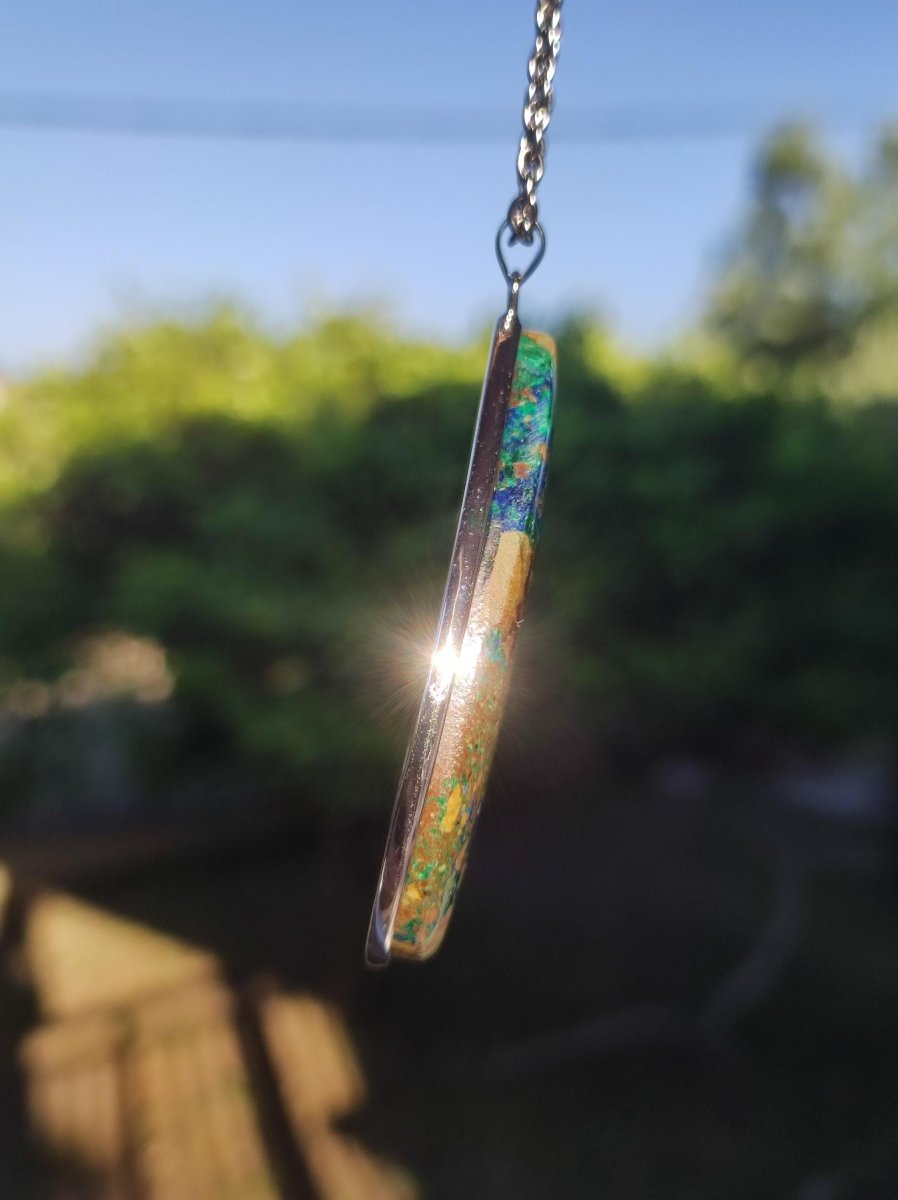Azurit - Malachit - 925 Sterling Silber Edelstein Kette Natur blau Rarität Heilstein Kristall Mann Frau Er Sie Geschenk Freund Bruder - Art of Nature Berlin