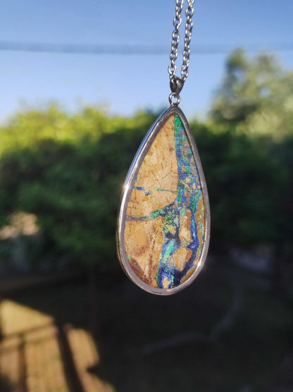 Azurit - Malachit - 925 Sterling Silber Edelstein Kette Natur blau Rarität Heilstein Kristall Mann Frau Er Sie Geschenk Freund Bruder - Art of Nature Berlin