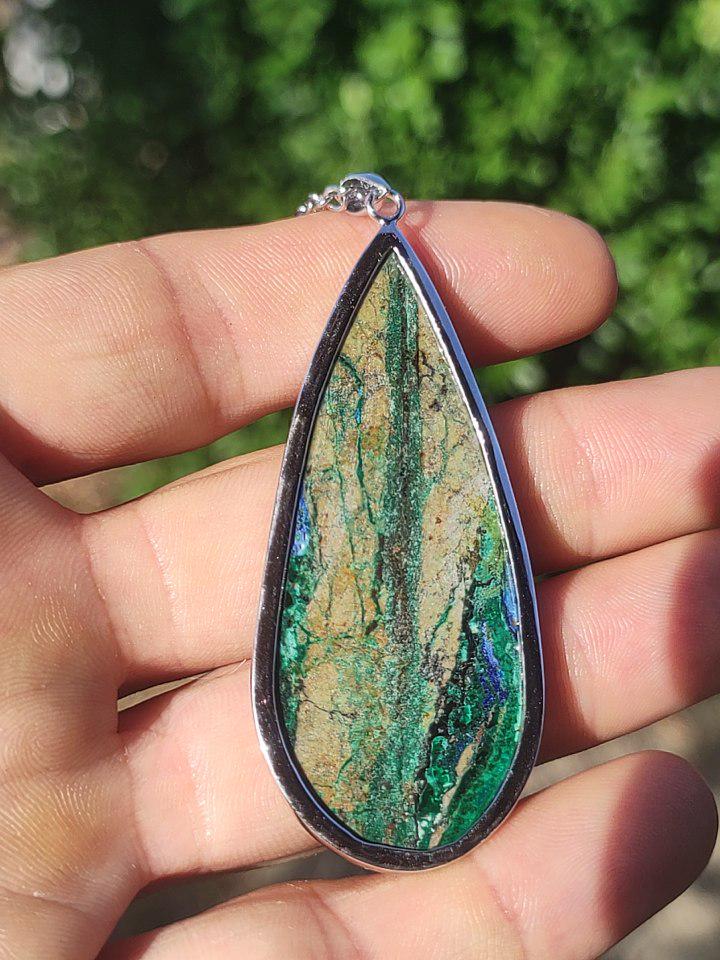 Azurit - Malachit - 925 Sterling Silber Edelstein Kette Natur blau Rarität Heilstein Kristall Mann Frau Er Sie Geschenk Freund Bruder - Art of Nature Berlin