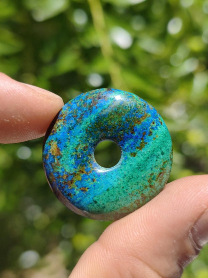 Azurit - Malachit - Chrysocoll blau grün ~ Edelstein Kette HIPPIE GOA Boho Tibet Ethno Nature Donut Schutzsymbol Heilstein Sammler Mann Frau - Art of Nature Berlin