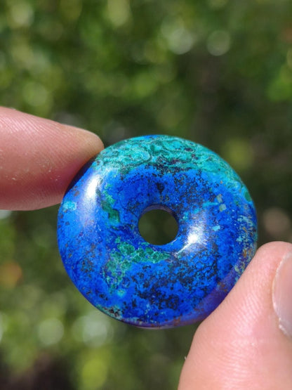Azurit - Malachit - Chrysocoll blau grün ~ Edelstein Kette HIPPIE GOA Boho Tibet Ethno Nature Donut Schutzsymbol Heilstein Sammler Mann Frau - Art of Nature Berlin