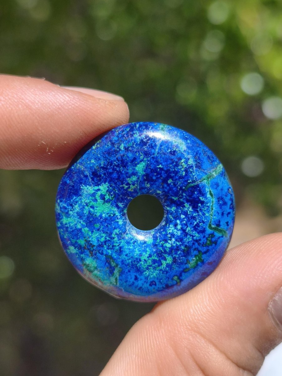 Azurit - Malachit - Chrysocoll blau grün ~ Edelstein Kette HIPPIE GOA Boho Tibet Ethno Nature Donut Schutzsymbol Heilstein Sammler Mann Frau - Art of Nature Berlin
