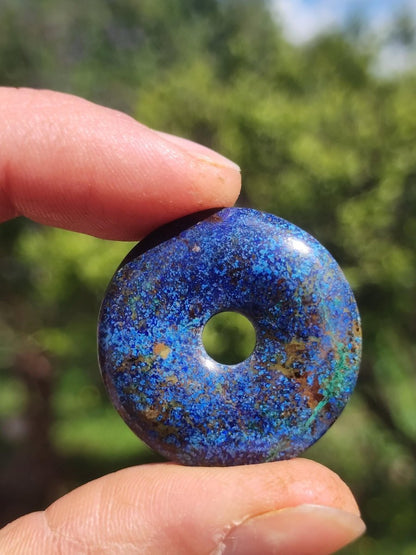 Azurit - Malachit - Chrysocoll blau grün ~ Edelstein Kette HIPPIE GOA Boho Tibet Ethno Nature Donut Schutzsymbol Heilstein Sammler Mann Frau - Art of Nature Berlin