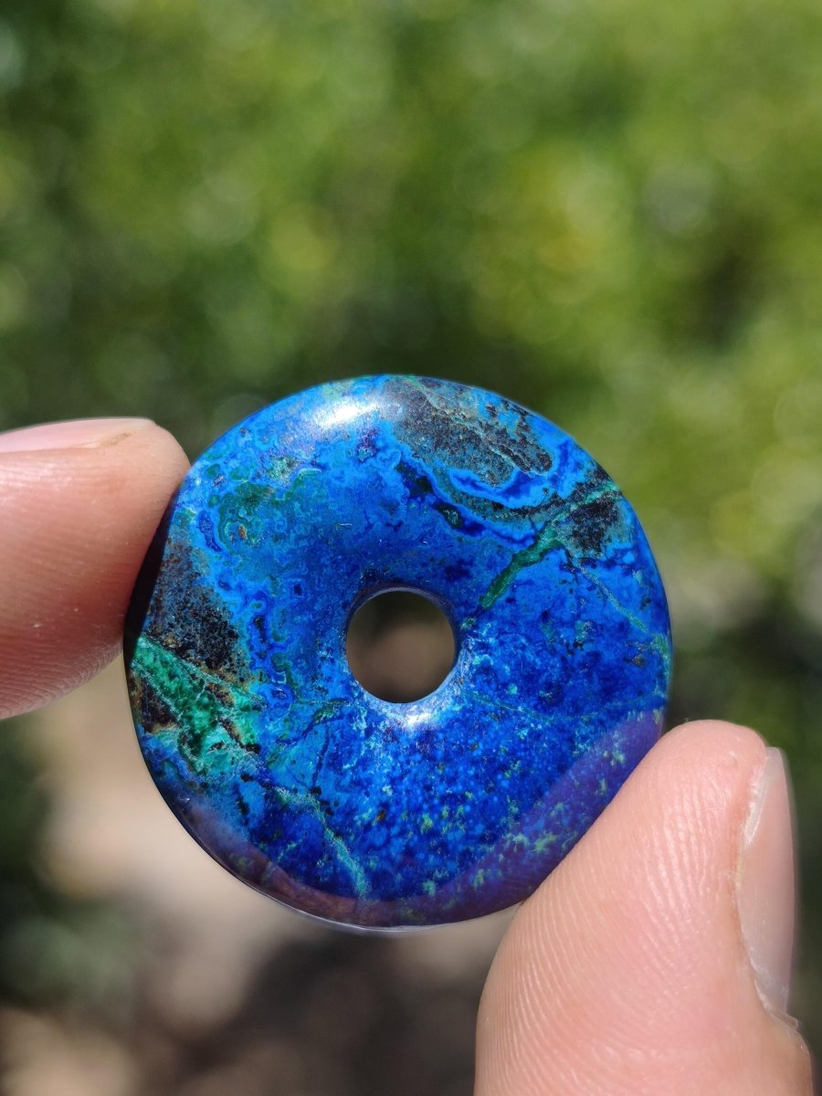 Azurit - Malachit - Chrysocoll blau grün ~ Edelstein Kette HIPPIE GOA Boho Tibet Ethno Nature Donut Schutzsymbol Heilstein Sammler Mann Frau - Art of Nature Berlin