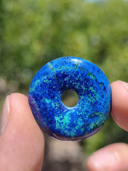Azurit - Malachit - Chrysocoll blau grün ~ Edelstein Kette HIPPIE GOA Boho Tibet Ethno Nature Donut Schutzsymbol Heilstein Sammler Mann Frau - Art of Nature Berlin