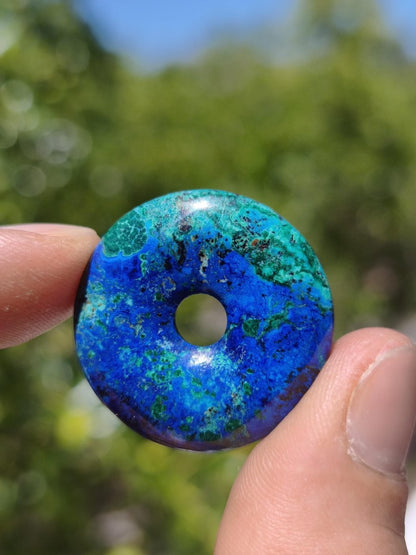 Azurit - Malachit - Chrysocoll blau grün ~ Edelstein Kette HIPPIE GOA Boho Tibet Ethno Nature Donut Schutzsymbol Heilstein Sammler Mann Frau - Art of Nature Berlin
