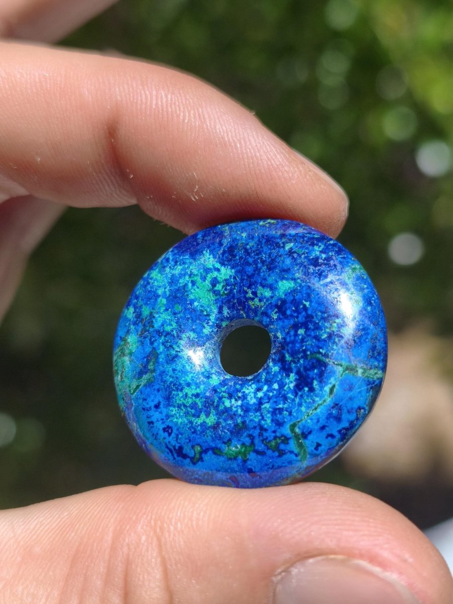 Azurit - Malachit - Chrysocoll blau grün ~ Edelstein Kette HIPPIE GOA Boho Tibet Ethno Nature Donut Schutzsymbol Heilstein Sammler Mann Frau - Art of Nature Berlin