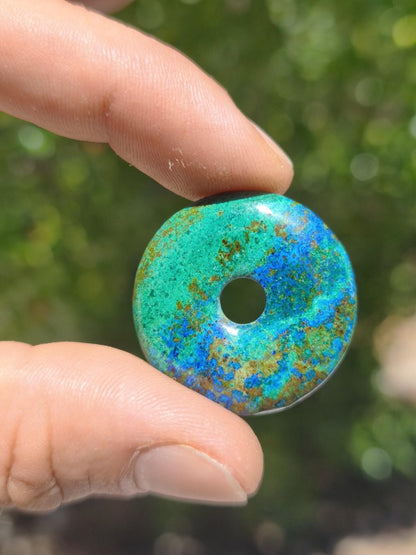 Azurit - Malachit - Chrysocoll blau grün ~ Edelstein Kette HIPPIE GOA Boho Tibet Ethno Nature Donut Schutzsymbol Heilstein Sammler Mann Frau - Art of Nature Berlin