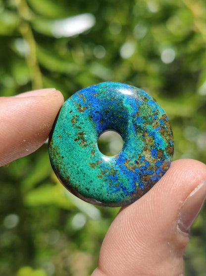 Azurit - Malachit - Chrysocoll blau grün ~ Edelstein Kette HIPPIE GOA Boho Tibet Ethno Nature Donut Schutzsymbol Heilstein Sammler Mann Frau - Art of Nature Berlin