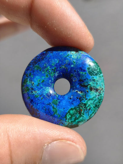 Azurit - Malachit - Chrysocoll blau grün ~ Edelstein Kette HIPPIE GOA Boho Tibet Ethno Nature Donut Schutzsymbol Heilstein Sammler Mann Frau - Art of Nature Berlin
