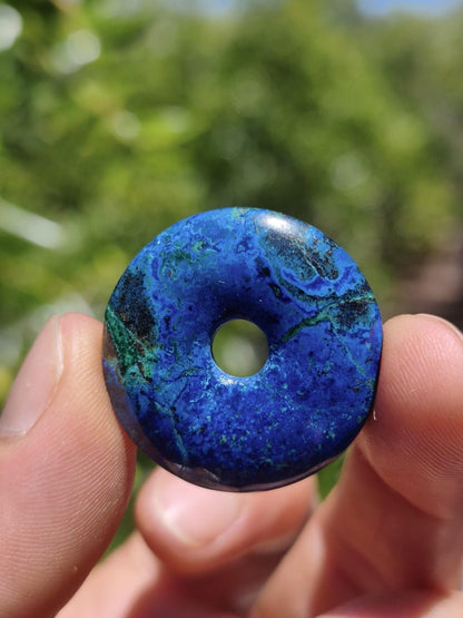 Azurit - Malachit - Chrysocoll blau grün ~ Edelstein Kette HIPPIE GOA Boho Tibet Ethno Nature Donut Schutzsymbol Heilstein Sammler Mann Frau - Art of Nature Berlin