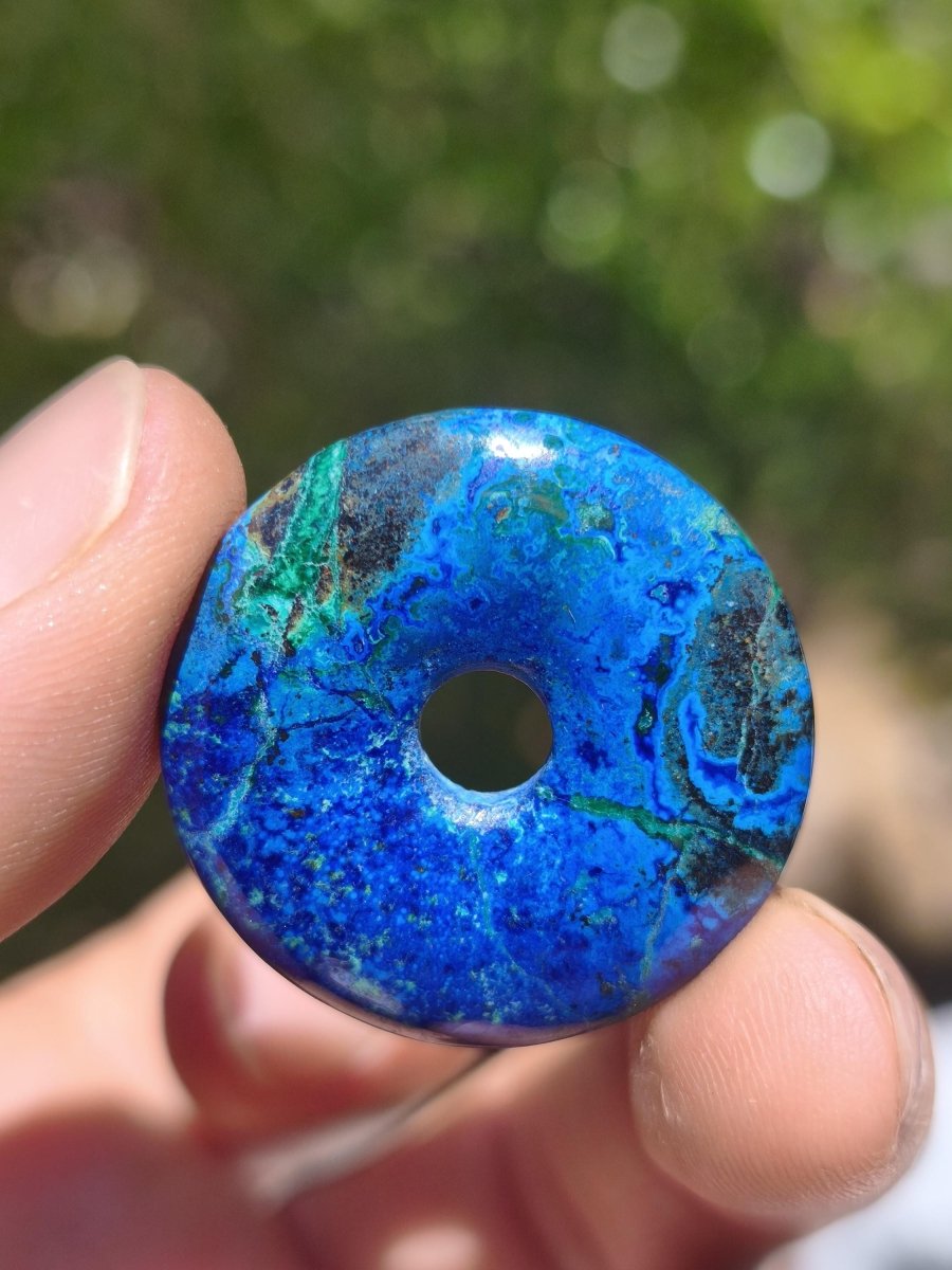 Azurit - Malachit - Chrysocoll blau grün ~ Edelstein Kette HIPPIE GOA Boho Tibet Ethno Nature Donut Schutzsymbol Heilstein Sammler Mann Frau - Art of Nature Berlin