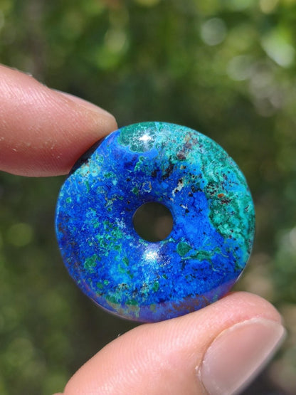 Azurit - Malachit - Chrysocoll blau grün ~ Edelstein Kette HIPPIE GOA Boho Tibet Ethno Nature Donut Schutzsymbol Heilstein Sammler Mann Frau - Art of Nature Berlin
