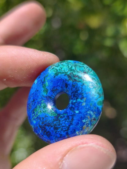 Azurit - Malachit - Chrysocoll blau grün ~ Edelstein Kette HIPPIE GOA Boho Tibet Ethno Nature Donut Schutzsymbol Heilstein Sammler Mann Frau - Art of Nature Berlin