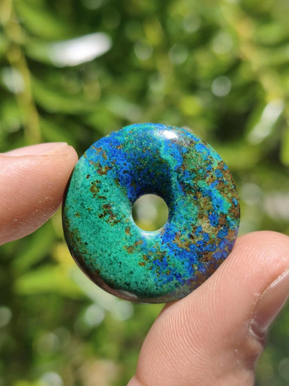 Azurit - Malachit - Chrysocoll blau grün ~ Edelstein Kette HIPPIE GOA Boho Tibet Ethno Nature Donut Schutzsymbol Heilstein Sammler Mann Frau - Art of Nature Berlin