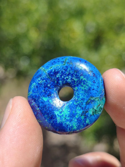 Azurit - Malachit - Chrysocoll blau grün ~ Edelstein Kette HIPPIE GOA Boho Tibet Ethno Nature Donut Schutzsymbol Heilstein Sammler Mann Frau - Art of Nature Berlin