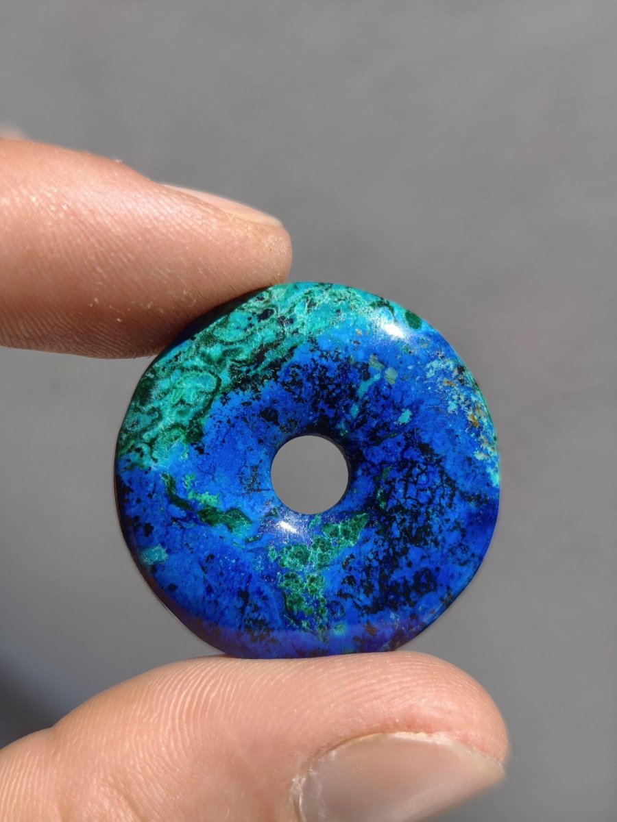 Azurit - Malachit - Chrysocoll blau grün ~ Edelstein Kette HIPPIE GOA Boho Tibet Ethno Nature Donut Schutzsymbol Heilstein Sammler Mann Frau - Art of Nature Berlin