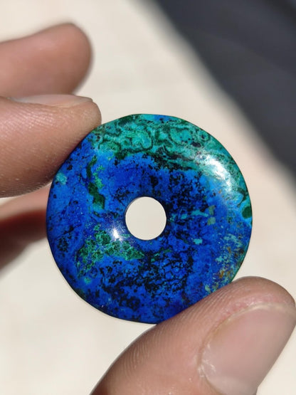 Azurit - Malachit - Chrysocoll blau grün ~ Edelstein Kette HIPPIE GOA Boho Tibet Ethno Nature Donut Schutzsymbol Heilstein Sammler Mann Frau - Art of Nature Berlin