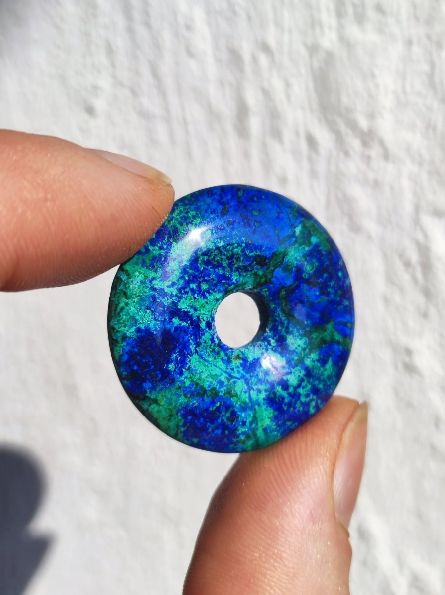 Azurit - Malachit - Chrysocoll blau grün ~ Edelstein Kette HIPPIE GOA Boho Tibet Ethno Nature Donut Schutzsymbol Heilstein Sammler Mann Frau - Art of Nature Berlin