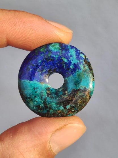Azurit - Malachit - Chrysocoll blau grün ~ Edelstein Kette HIPPIE GOA Boho Tibet Ethno Nature Donut Schutzsymbol Heilstein Sammler Mann Frau - Art of Nature Berlin