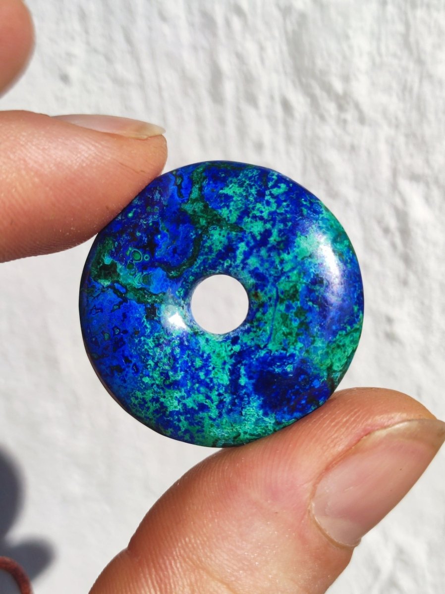 Azurit - Malachit - Chrysocoll blau grün ~ Edelstein Kette HIPPIE GOA Boho Tibet Ethno Nature Donut Schutzsymbol Heilstein Sammler Mann Frau - Art of Nature Berlin